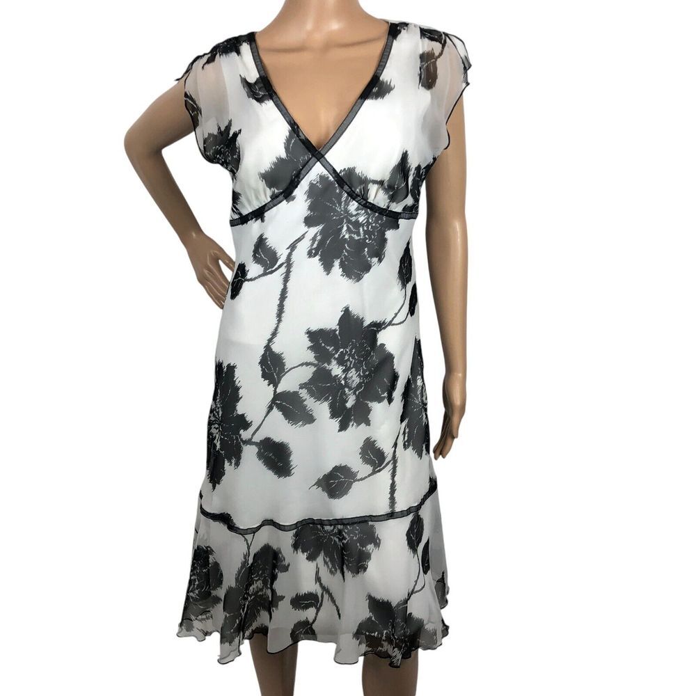 Vintage‎ B Smart Floral Print Midi Dress Size 8 V-Neck Fairy Ethereal Rockabilly